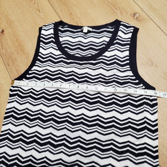 Talbots Womens Sweater Vest Size M 100% Cotton Blue White Chevron Preppy Casual - Picture 8 of 11